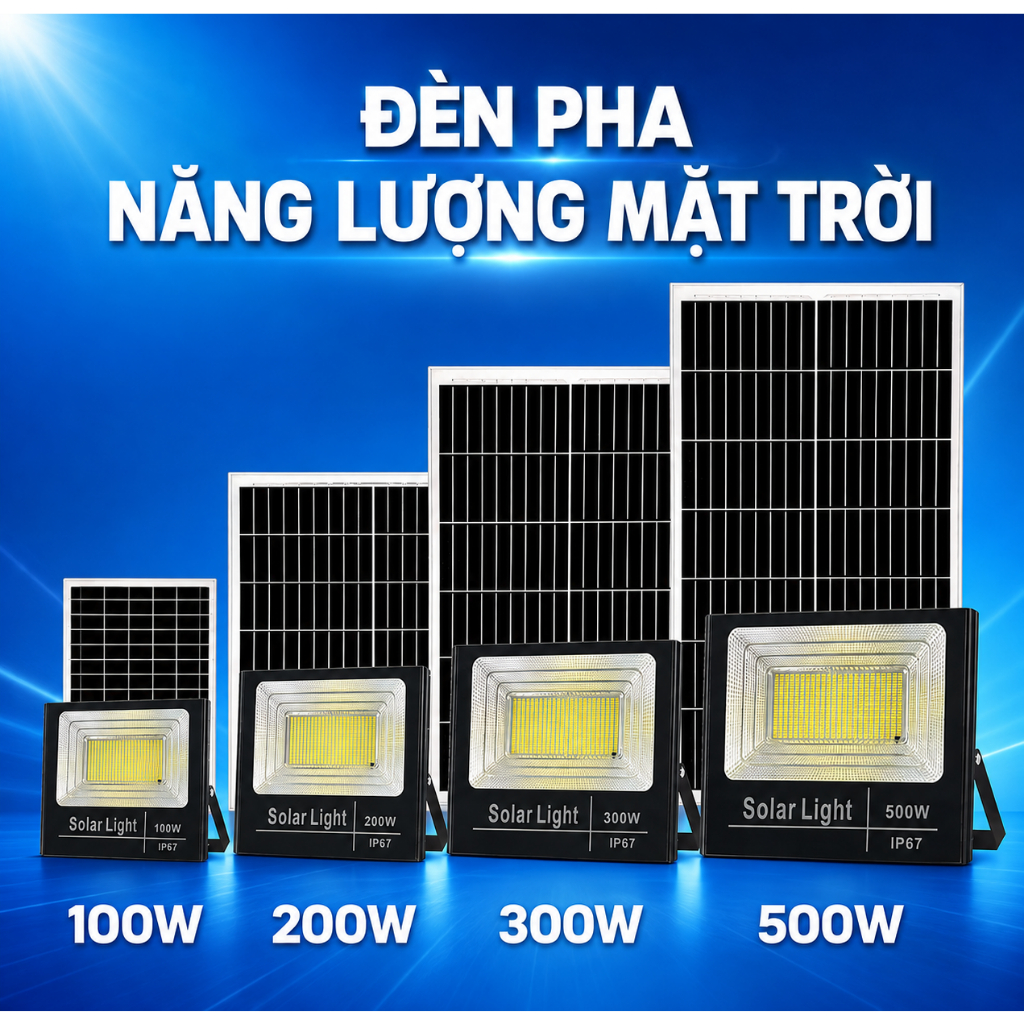 Đèn năng lượng mặt trời solar light IP67 40w 60w 100w 200w 300w 500w 1000W