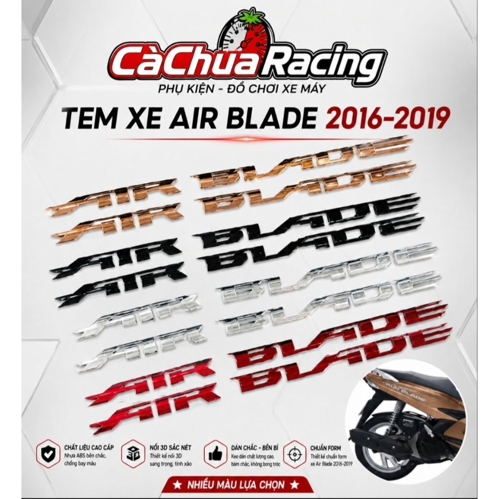 CàChuaRC - Tem Xe Ab 2016 2017 2018 2019, Tem Airblade, Tem Dán Xe Ab, Chữ Dán Xe Air Blade
