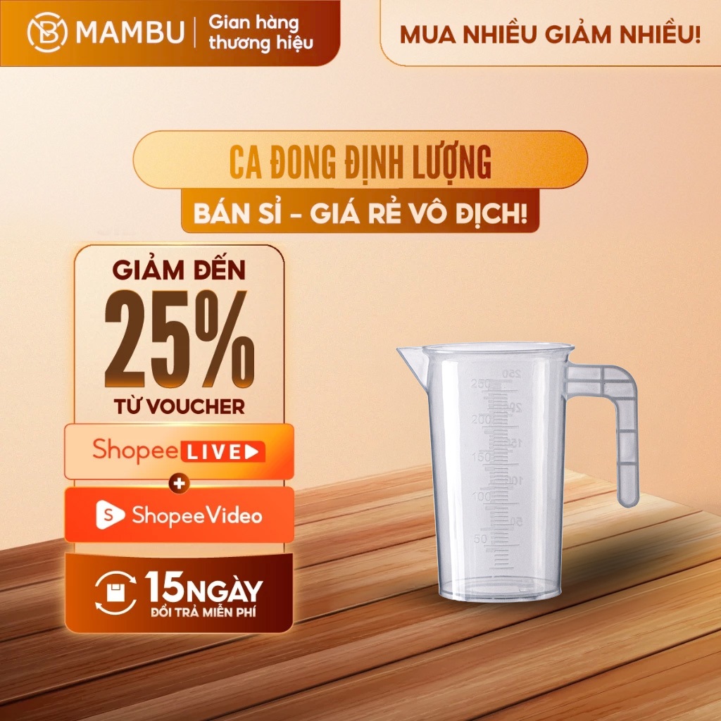 [Sỉ] Ca đong định lượng - Có chia vạch 250ML - Dụng cụ gia đình - Thiết bị máy móc pha chế