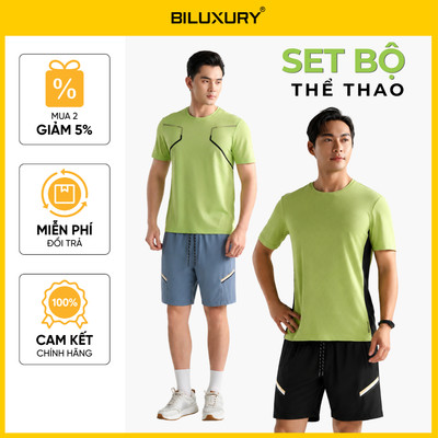 [T8_ĐỒNG GIÁ 328K] Combo Bộ Thể Thao Nam T-Shirt & Quần Short Gió Biluxury Năng Động Thoải Mái Co Giãn Mềm Mại