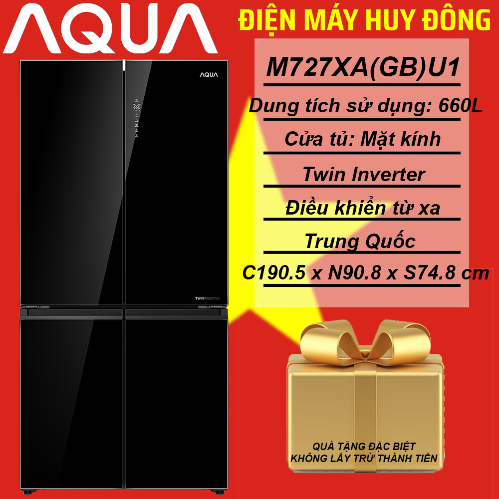 Tủ lạnh Aqua Inverter 660 lít Multi Door AQR-M727XA(GB)U1