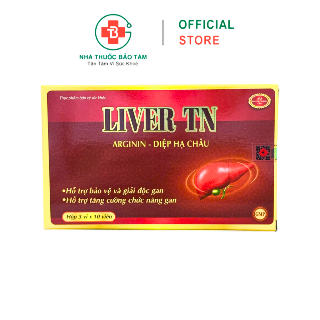 Viên uống Liver TN Arginin Diệp Hạ Châu Hỗ trợ bảo vệ và giải độc gan - Hộp 30 viên