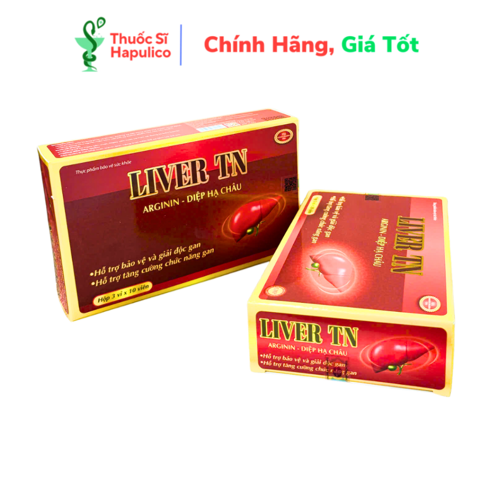 Viên uống Liver TN Arginin Diệp Hạ Châu Hỗ trợ Mát Gan, Giải Độc Gan - Hộp 30 viên