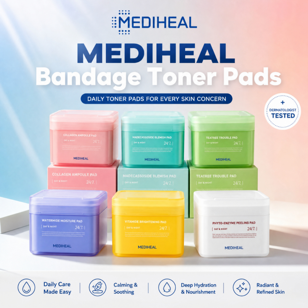 Miếng Pad Toner Mediheal 100 Miếng Bông Toner/Mặt Dùng Cho Mọi Loại Da Tràm Trà Centella