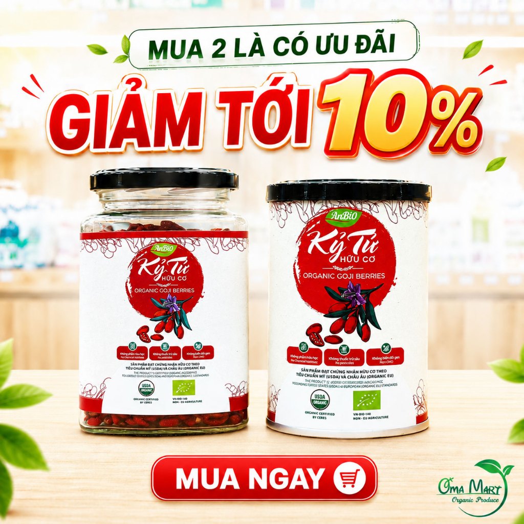 Kỷ Tử Đỏ Hữu Cơ ANBIO 200g - Hạt To Cho Mẹ Bầu, Trà Dưỡng Nhan, Pha Trà