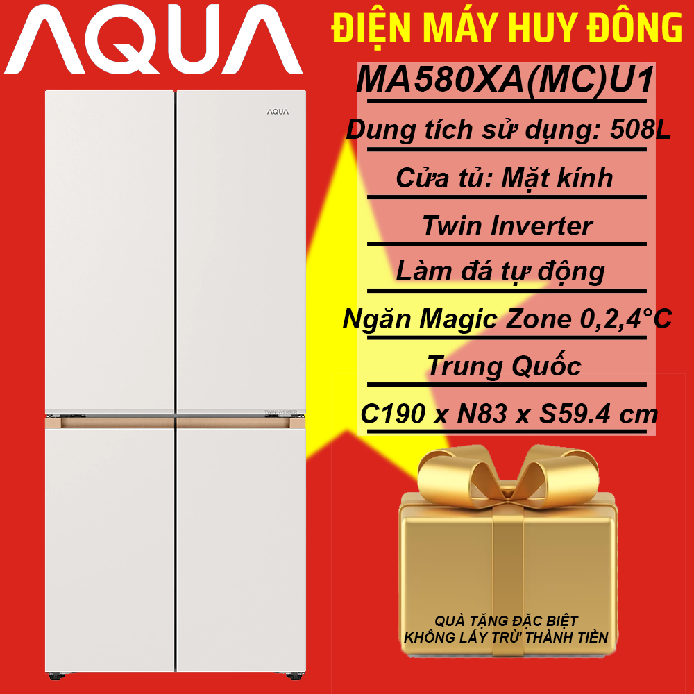 Tủ lạnh Aqua Inverter 508 lít Multi Door AQR-MA580XA(MC)U1