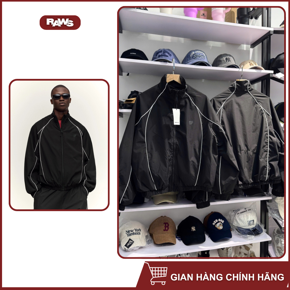 Áo khoác gió lót lưới Bershka đen -RAWS