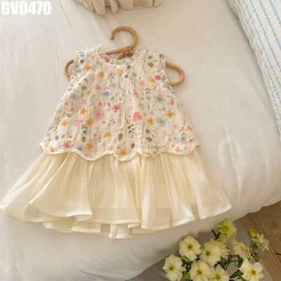Váy 2 Dây Thiết Kế Hoa Màu Be Cho Bé Gái 1 2 3 4 5 Tuổi MINTSCLOSET Quảng Châu - GV0413