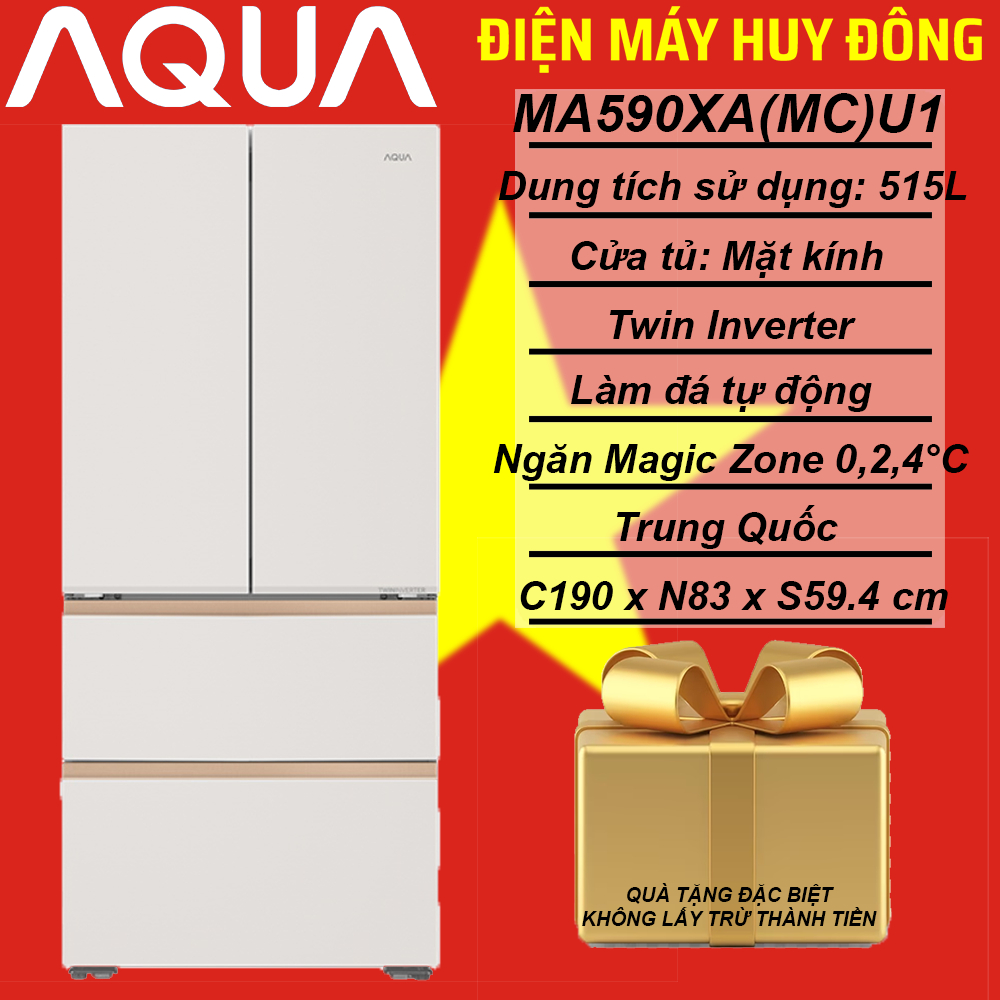 Tủ lạnh Aqua Inverter 515 lít Multi Door AQR-MA590XA(MC)U1
