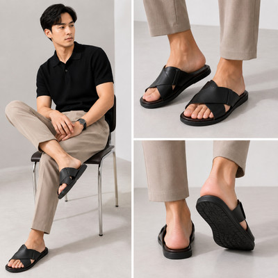 [Hàng đặt trước] Dép Quai Ngang Da Bò SUNPOLO YQC5MT Có Big size 44 45