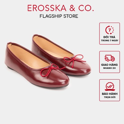 EROSSKA - Giày búp bê mũi tròn, phong cách balletcore kiểu dáng basic màu kem - EL146