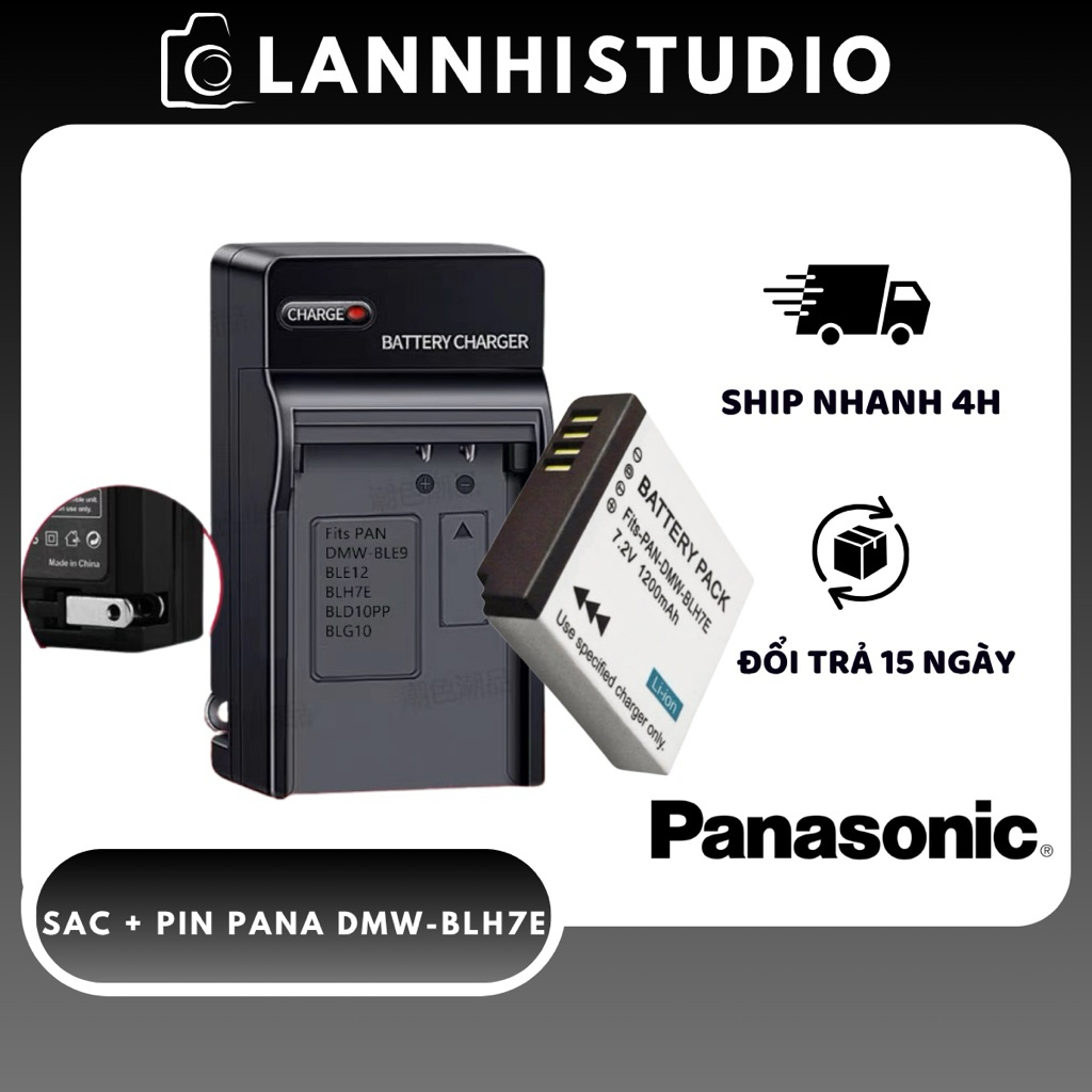 Combo Pin + Sạc Panasonic DMW-BLH7E - Hàng thay thế chất lượng cao tương thích với các dòng máy ảnh: