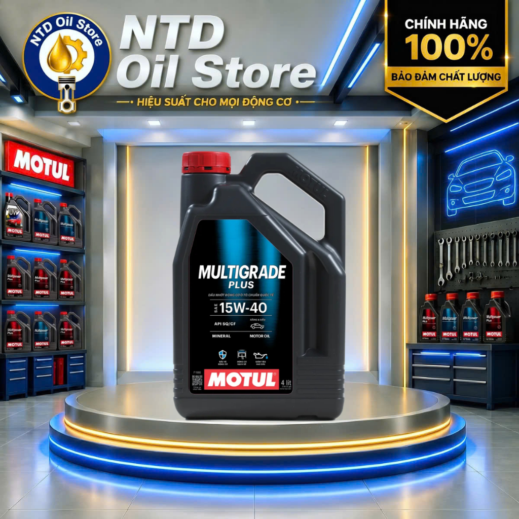 nhớt motul ô tô MULTIGRADE PLUS 15W40 4L, chuyên động cơ xăng API SQ/CF,Khoáng, chính hãng