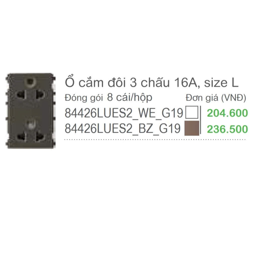 Ổ cắm đôi 3 chấu Schneider 84426LUES2_BZ_G19 ZENcelo A Series - Size L