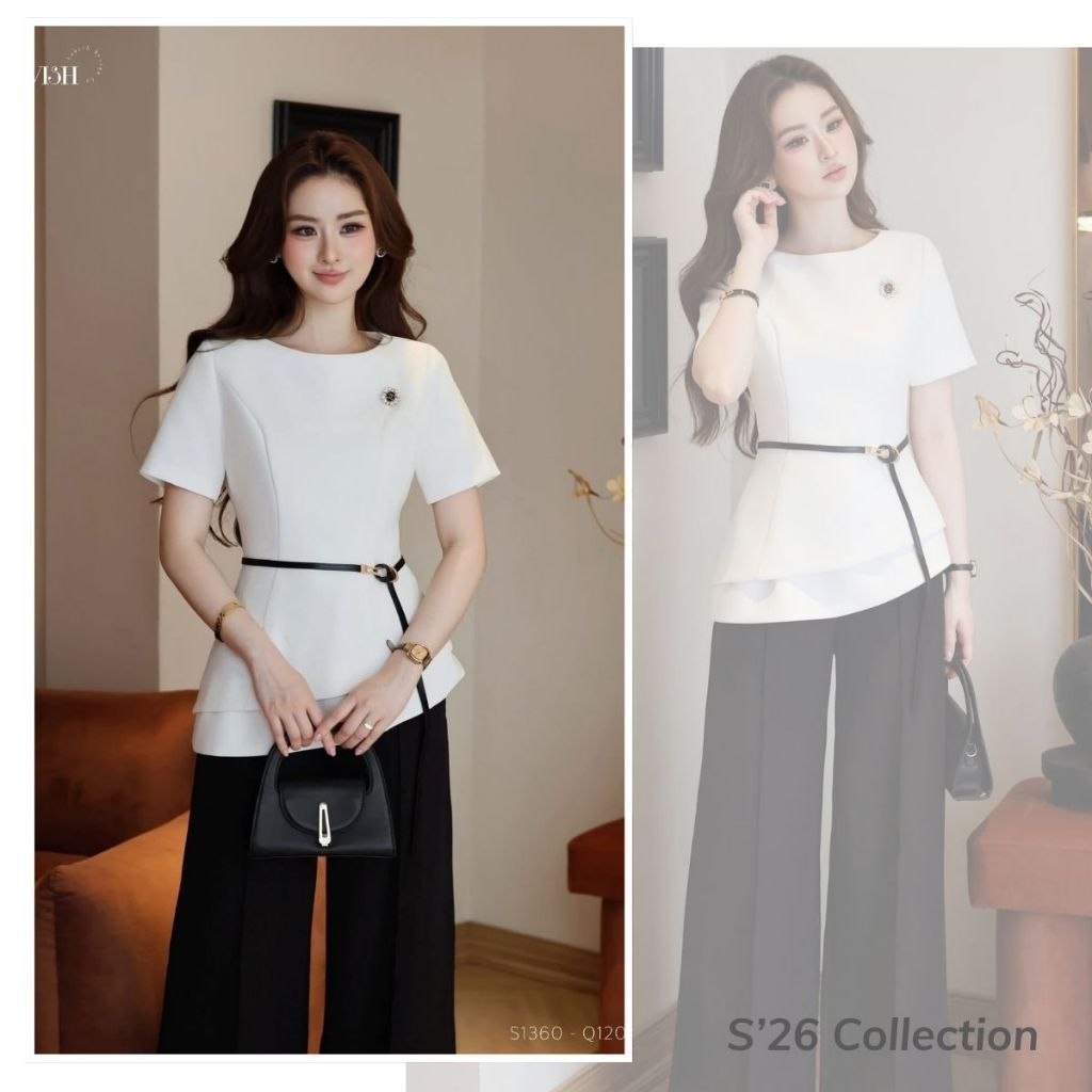 [Thiết Kế Độc Quyền] Set Áo Kiểu Kèm Tag Cùng Quần Suông , Thoải Mái, Chất Liệu Cao Cấp Lavish Desig