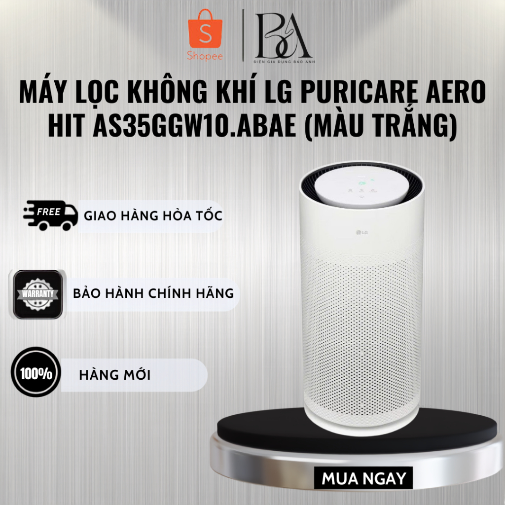 Máy lọc không khí LG PuriCare Aero Hit AS35GGW10.ABAE (màu trắng) - Bảo Hành Chính Hãng 12 Tháng