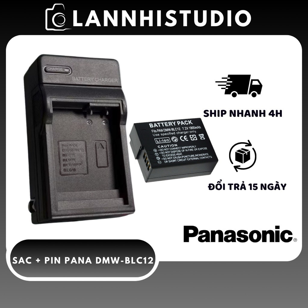 Combo Pin / Sạc Panasonic DMW-BLC12 - Dung lượng cao 1800mAh - Tương Thích Với Các Dòng Máy Ảnh Lumi