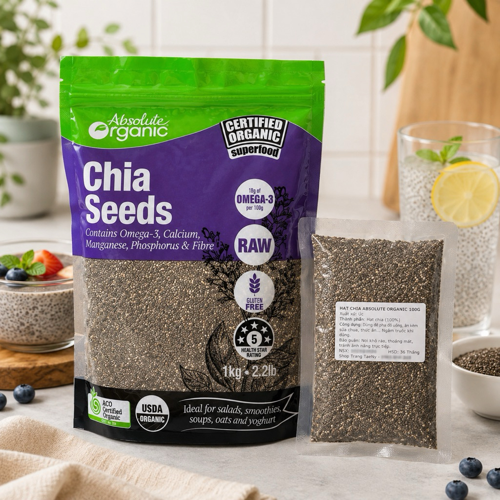 Hạt chia Úc Absolute Organic 100g (Tách từ túi 1Kg)