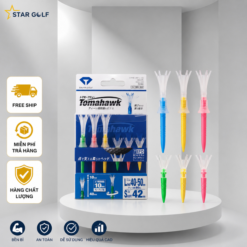 Tee golf Tomahawk bền đẹp, tee xoáy Tomahawk - Tee Golf Nhật CHÍNH HÃNG - Tee tập golf