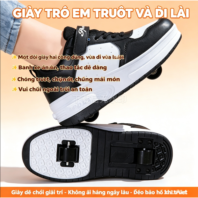 Giày trượt patin trẻ em, giày trượt patin cho bé trai và bé gái, giày trượt patin hai bánh có thể th