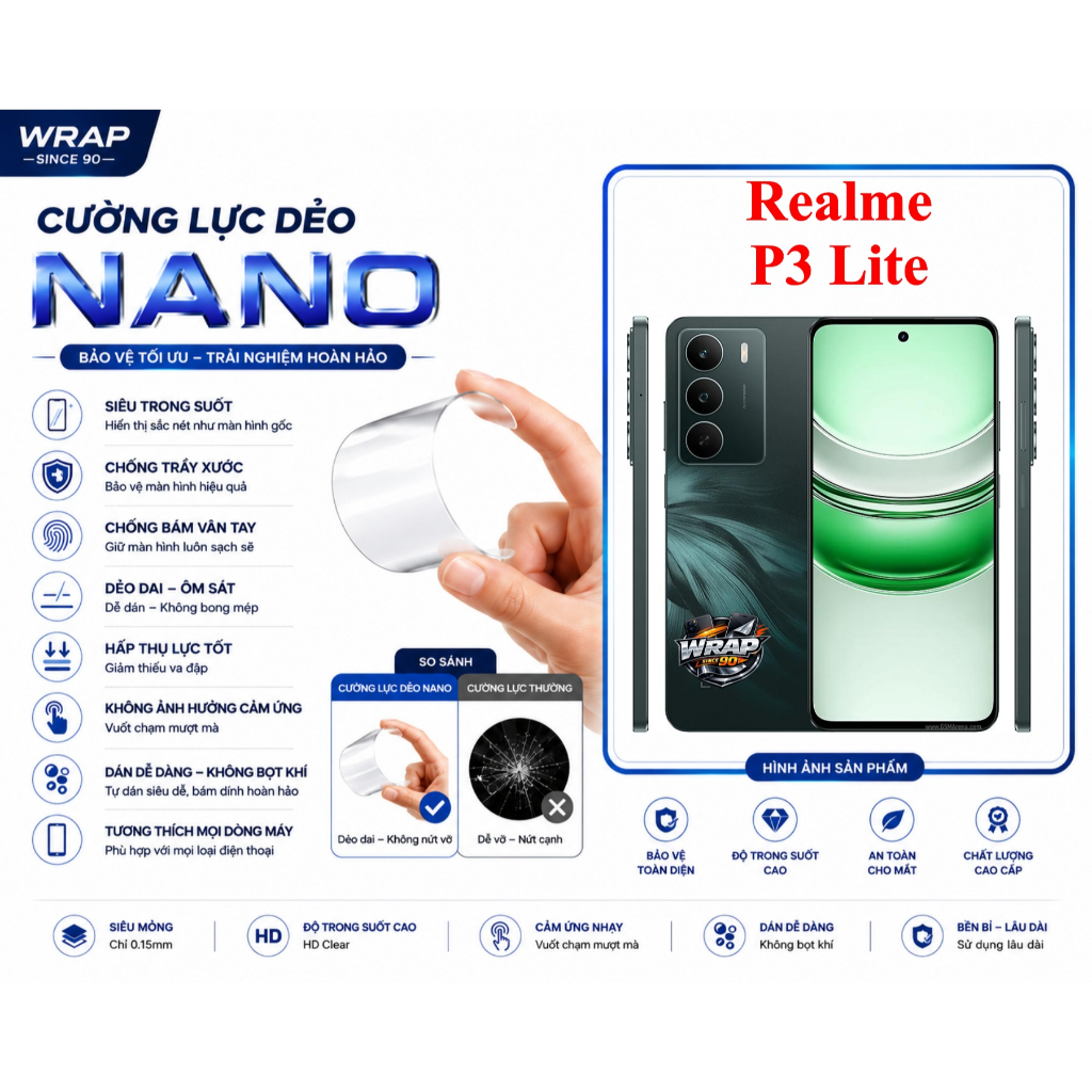 Cường lực dẻo bảo vệ màn hình Realme P3 Lite
