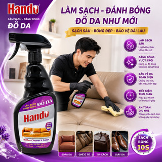 Chai xịt làm sạch và đánh bóng đồ da Hando 600ml