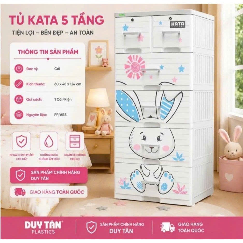 🌱Tủ Nhựa KATA 5 tầng-6 Ngăn ( Design by NHỰA DUY TÂN ) ,Tủ Quần Áo Ngăn Kéo Siêu Bền 🌱Duytanstore🌱