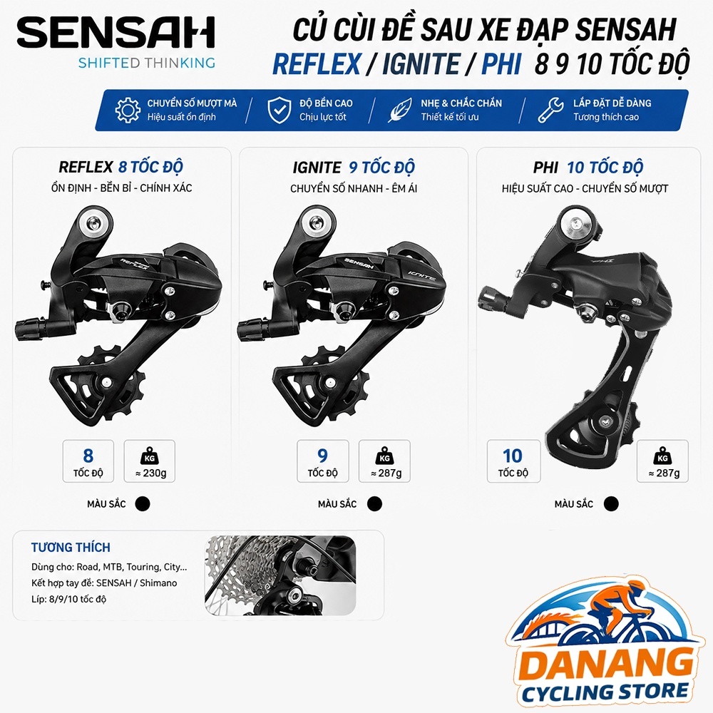 Củ Cùi Đề Sau Xe Đạp SENSAH REFLEX / IGNITE / PHI – 8 / 9 / 10 Tốc Độ – Phụ Tùng Truyền Động