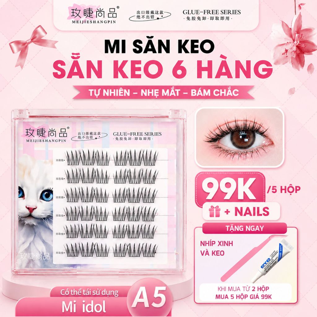 [Tặng nails khi mua 5 hộp] Lông mi giả sẫn keo MJ SHANGPIN 99k 5 hộp (Tự chọn) mi mảnh tự nhiên
