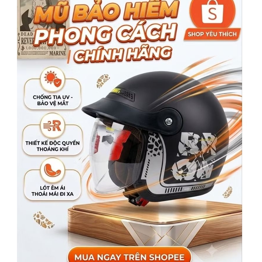 Mũ Bảo Hiểm 3/4 Phong Cách VINTAGE Sang Trọng, Nhẹ Nhàng-An Toàn Trên Mọi Cung Đường