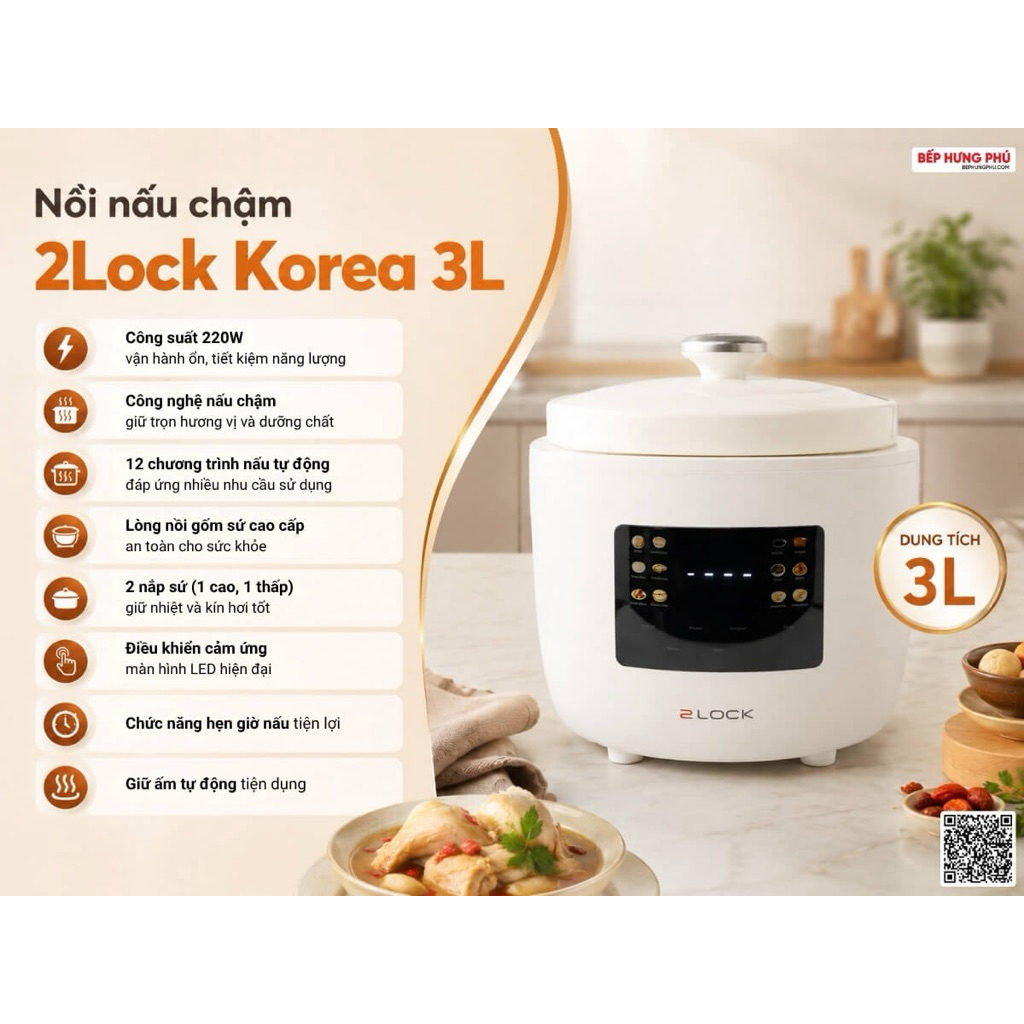 Nồi nấu chậm 2lock