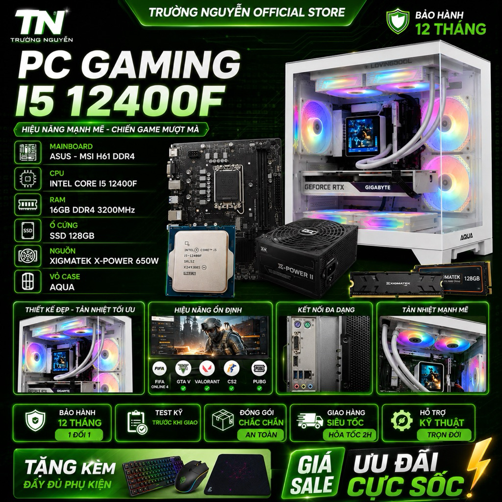 PC Gaming i5 12400F | H61 DDR4 | RAM 16GB | SSD 128GB | PSU Xigmatek 650W | Case Aqua 6 Fan ARGB | M