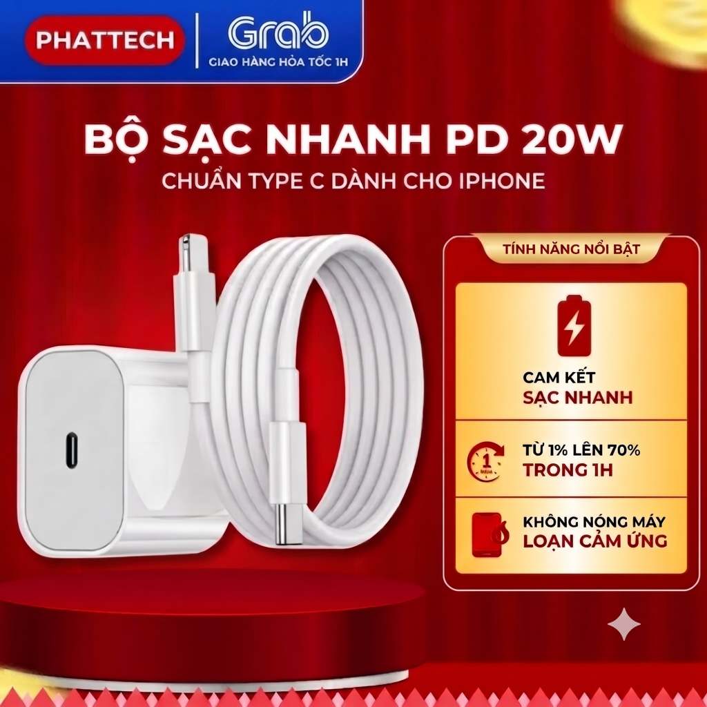 Bộ Sạc Nhanh PD 20W PHATTECH Cam Kết Sạc Nhanh Không Nóng Máy Ổn Định Bảo Hành 12 Tháng