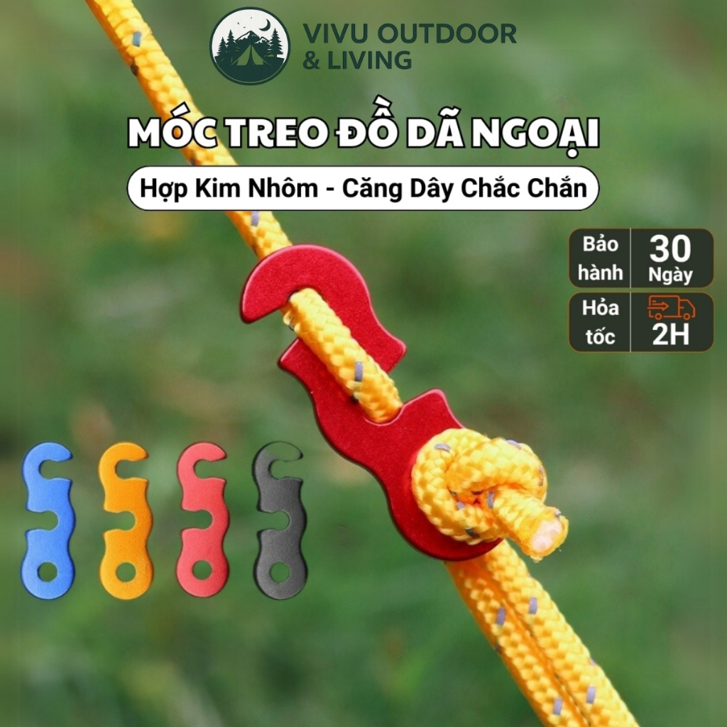 Khóa Căng Dây Dựng Lều Camping 2 Rãnh Bằng Hợp Kim Nhôm Chất Lượng Chắc Chắn Cao Cấp KC Camping