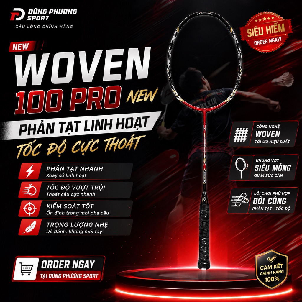 Khung vợt 100pro, pro999 4u new seal chính hãng