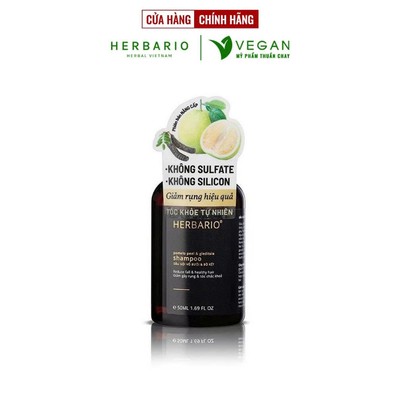 Mini size - Bản Nâng Cấp - Dầu gội vỏ bưởi & bồ kết Herbario 50ml không sunfate không silicon