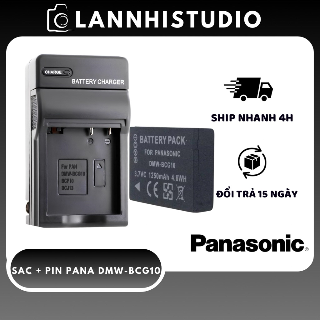 Combo Sạc + Pin Panasonic DMW-BCG10 cho Lumix TZ6 TZ7 TZ10 TZ20 TZ30 ZS3 ZS10 [HOẢ TỐC HN]