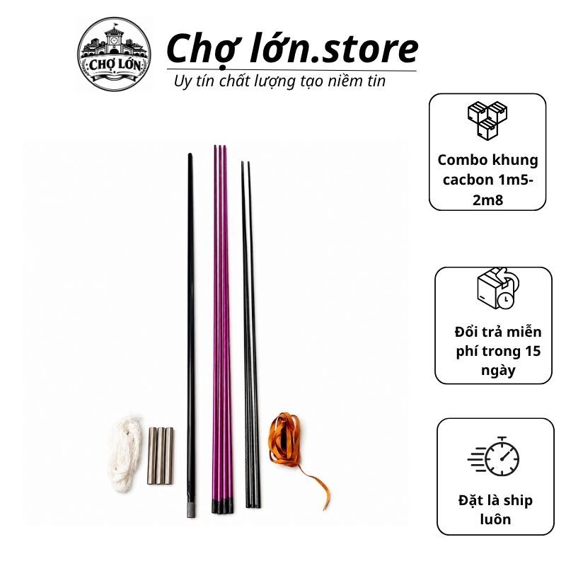 Combo làm diều 2m 2m5 3m ( KÈM VẢI ) Nan cacbon tím VIP làm khung diều Song Vân, Đại Trà, Đuôi Cá,di