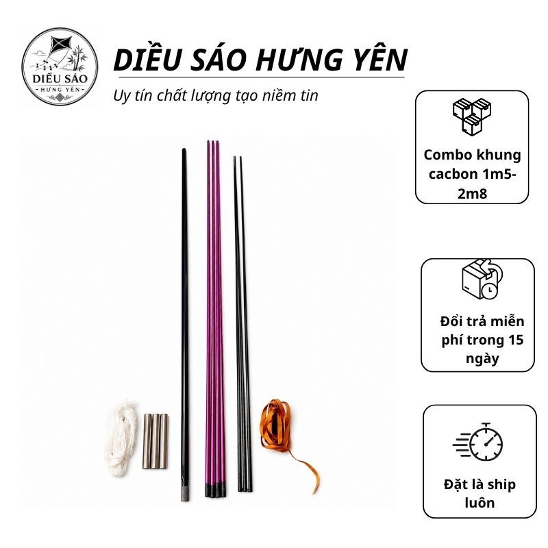 Nan Cacbon Nan Tím Nan Tím Víp Làm Diều Song Vân Đuôi Cá Đại Trà Chính Mỹ, diều sáo 1m5 đến diều sáo
