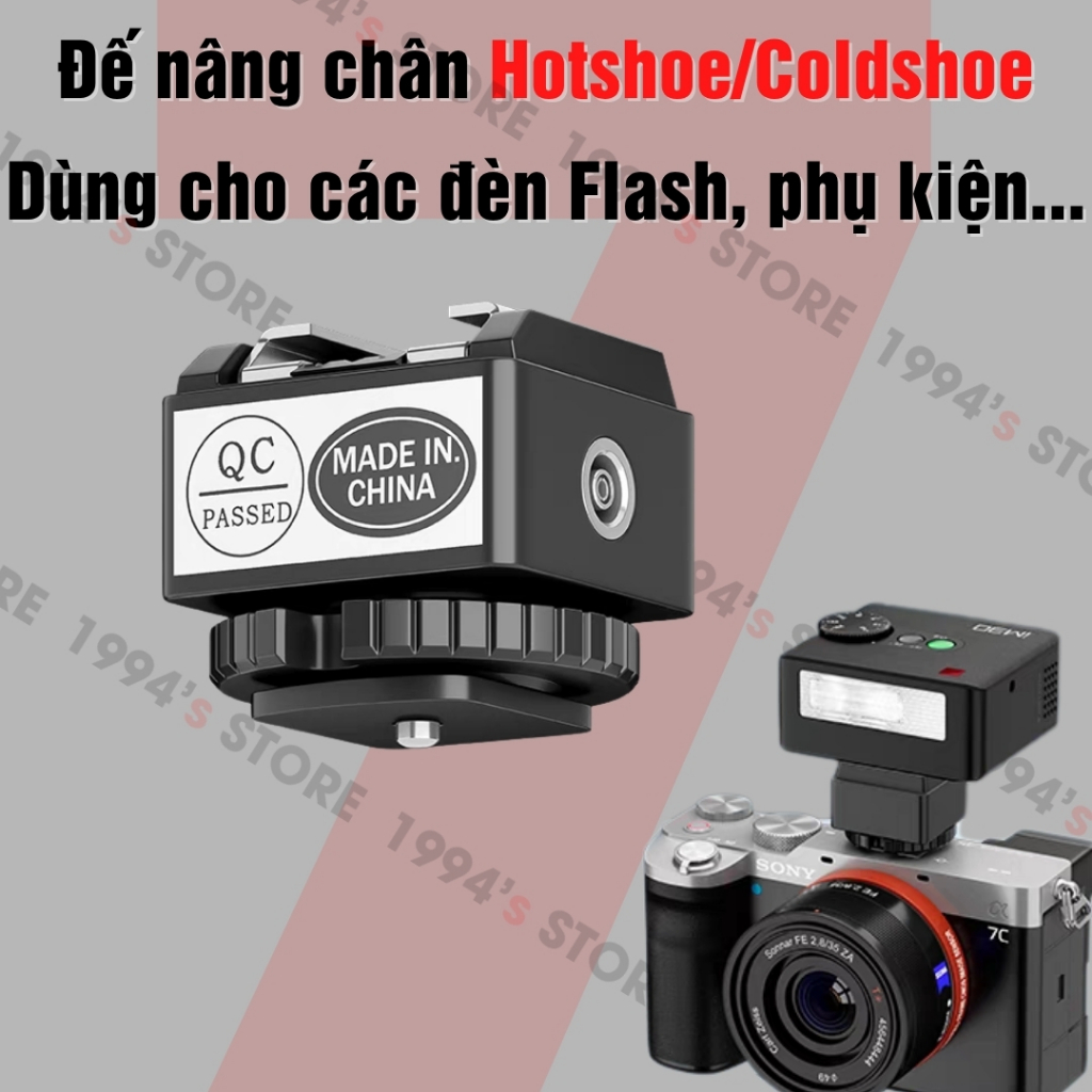 Đế nâng chân Hotshoe/Coldshoe dùng cho các đèn Flash Godox iM30, iM20, iM22, Ulanzi F12, SL01, SL02,
