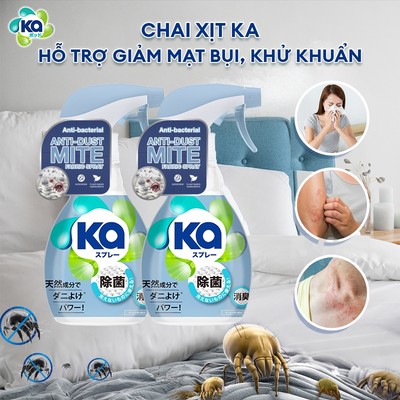 [KOL] Combo 2 Chai Xịt Mạt Bụi Nhà Kapod kháng khuẩn, khử mùi chăn ga gối nệm (320ml/ Chai)