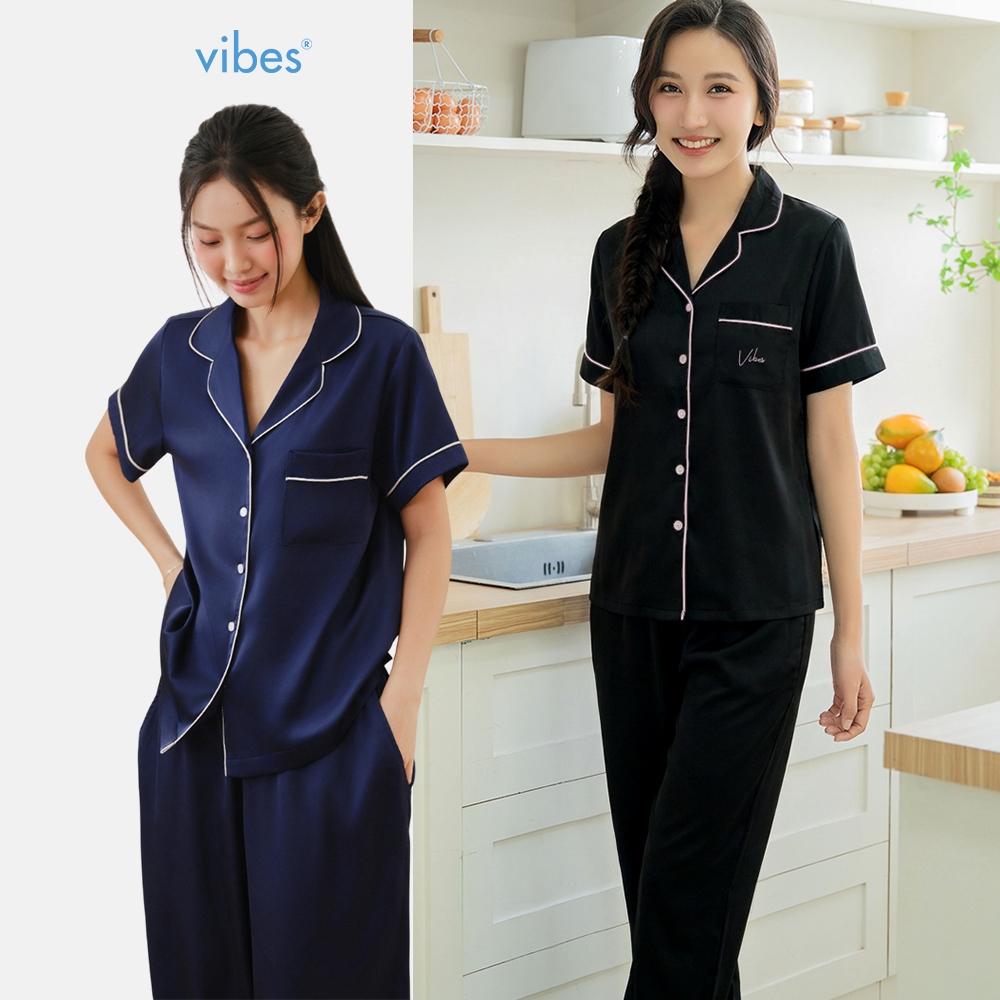 [LIVE] Đồ bộ Pijama dài Lụa trơn cao cấp VIBES Silk Long Py Set mặc nhà