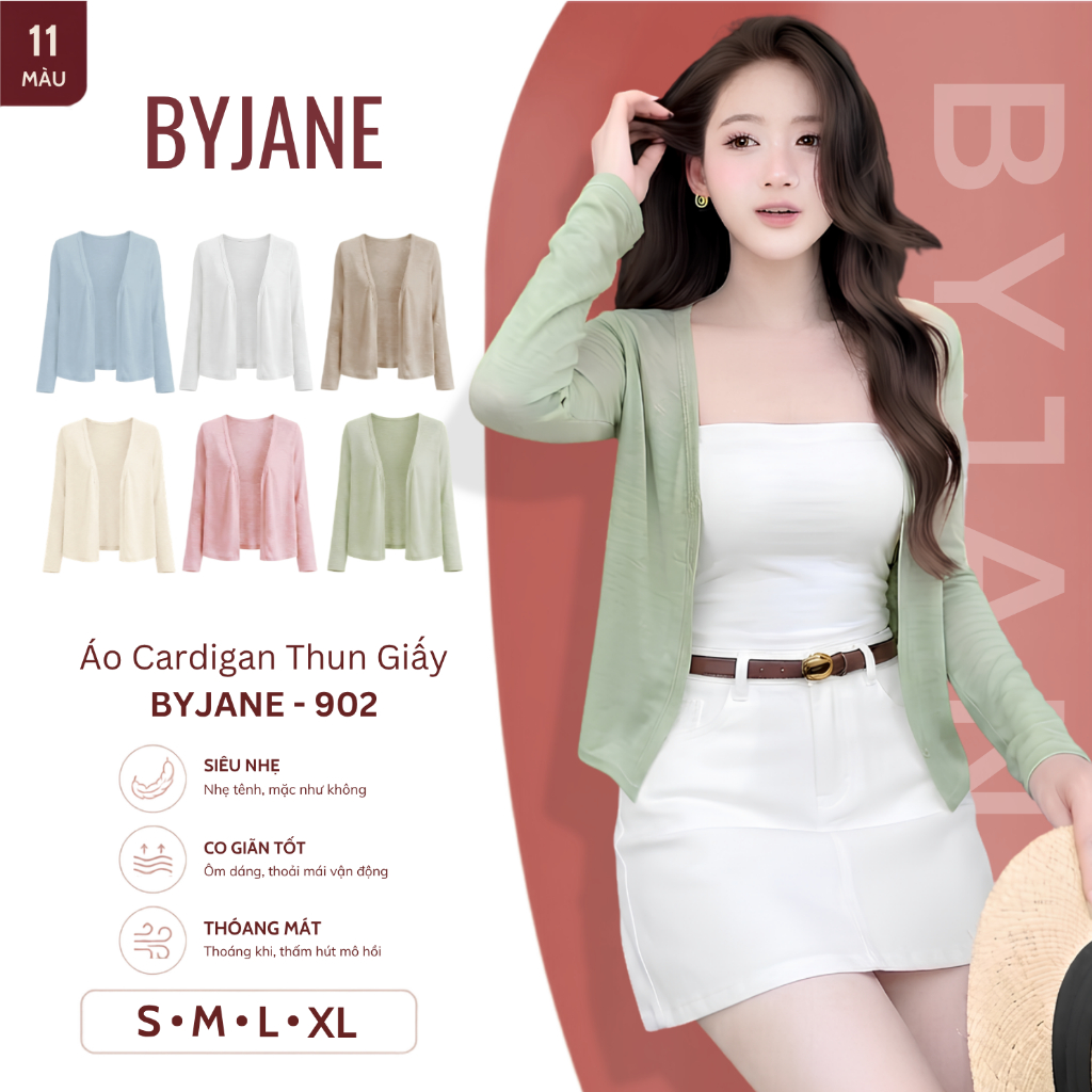 [MỞ BÁN] Áo Khoác Cardigan Nữ Basic Chất Thun Giấy Siêu Nhẹ Co Giãn Mềm Mịn Form Suông Phong Cách Hàn Quốc - 902