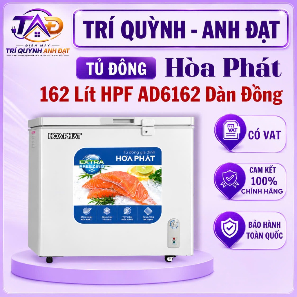 Tủ Đông Hòa Phát 162 Lít HPF AD6162 Dàn Đồng Đông Nhanh Bảo Hành 24 Tháng Toàn Quốc Tại Nhà