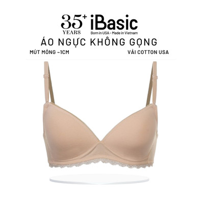 Áo ngực mặc áo dài nữ sinh iBasic không gọng mút mỏng phối ren cotton USA kháng khuẩn BRAY052