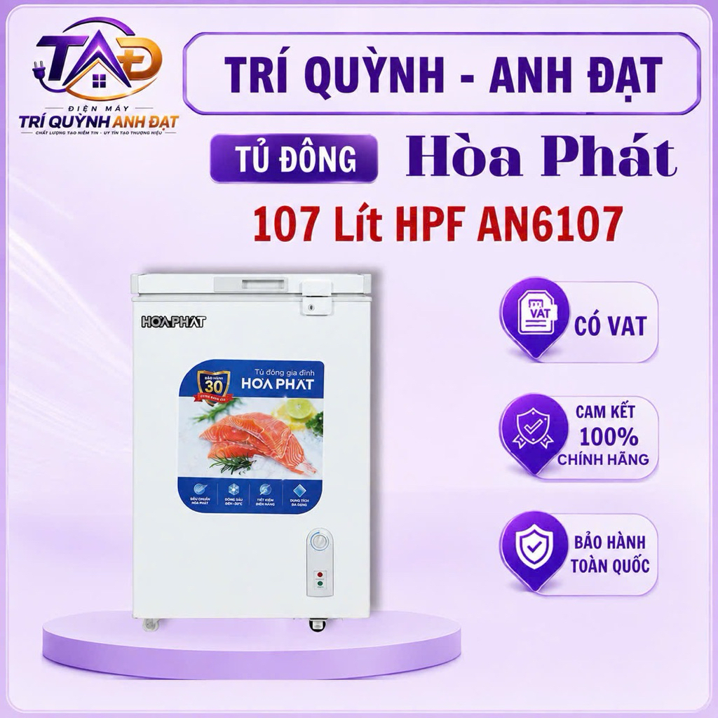 Tủ Đông Mini Hòa Phát 107 lít HPF AN6107 Dàn Nhôm làm Lạnh Nhanh Bảo Hành 24 Tháng Toàn Quốc