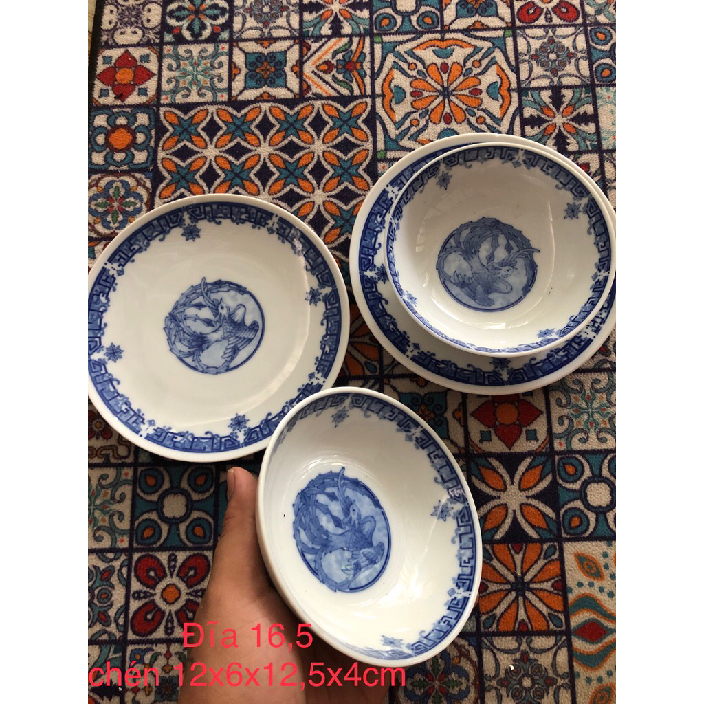 bộ chén cơm 2 đĩa 2 chén lớn 2 chén nhỏ