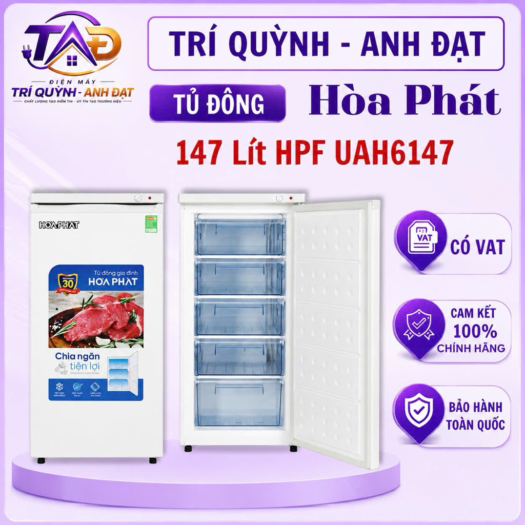 Tủ Đông Đứng Hòa Phát 147 Lít HPF UAH6147 Đông Nhanh 5 Ngăn Bảo Hành 24 Tháng Toàn Quốc
