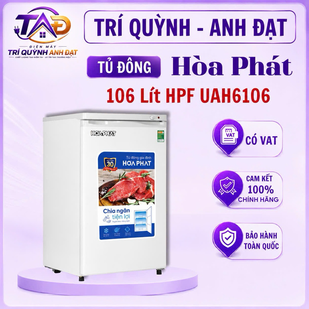 Tủ Đông Mini Đứng Hòa Phát 106 Lít HPF UAH6106 Đông Nhanh 4 Ngăn Bảo Hành 24 Tháng Toàn Quốc