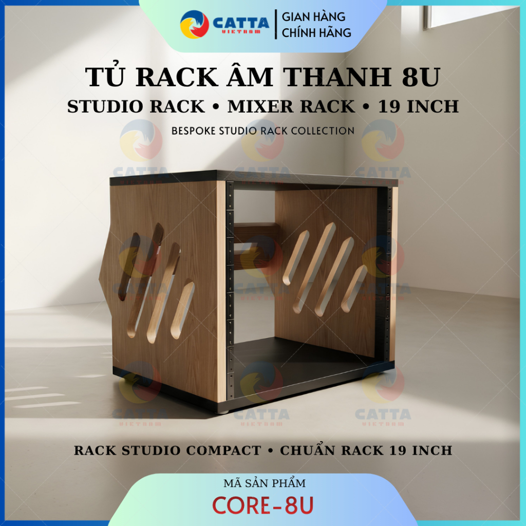 Tủ Rack Âm Thanh CATTA CORE 8U – Tủ Rack 19 Inch Đựng Thiết Bị Phòng Thu, Studio